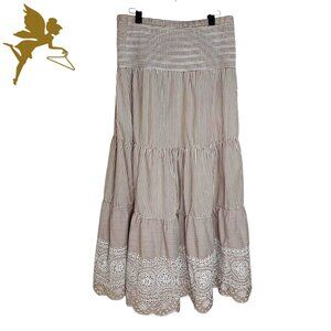 CARTOLINA Nantucket Striped Tiered Cotton Maxi Skirt